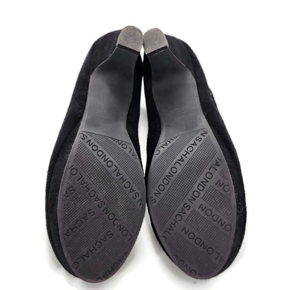 Sacha London Vera Black Suede Ankle Wrap Round-Toe Platform Pumps - Picture 14 of 14